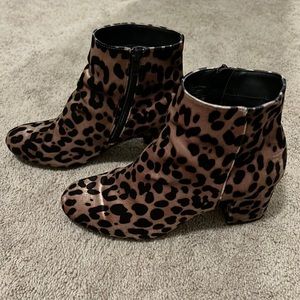 A New Day from Target Velvet Leopard Print Booties Size 7.5